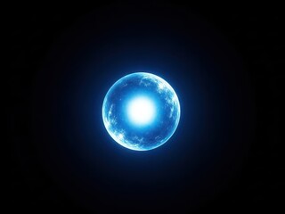 Fototapeta premium Glowing blue moon with bright light in dark space
