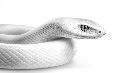 A white snake with a black eye.