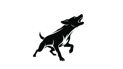 Obraz premium a howling wolf in a striking black silhouette against a white background
