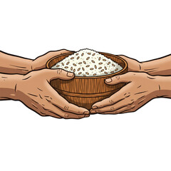 illustration of zakat distribution in the form of a bowl of rice.