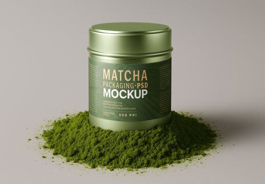 Matcha Packaging Mockup for Creative Design and Branding Projects