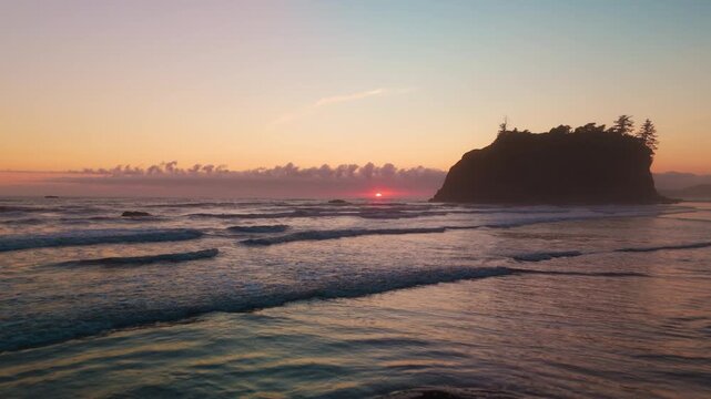 Stunning Sunset At Washington States Coastline