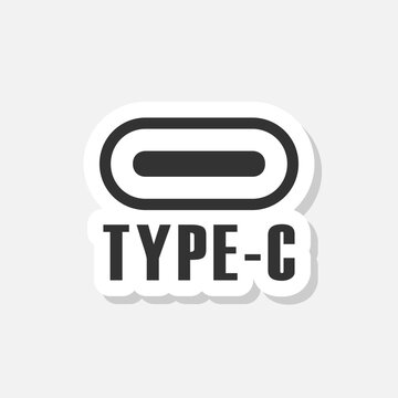 USB Type C port icon sticker isolated on gray background