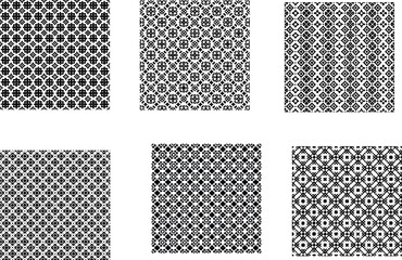 Black and White Seamless Geometric Patterns with Intricate Ornamental Tile Designs