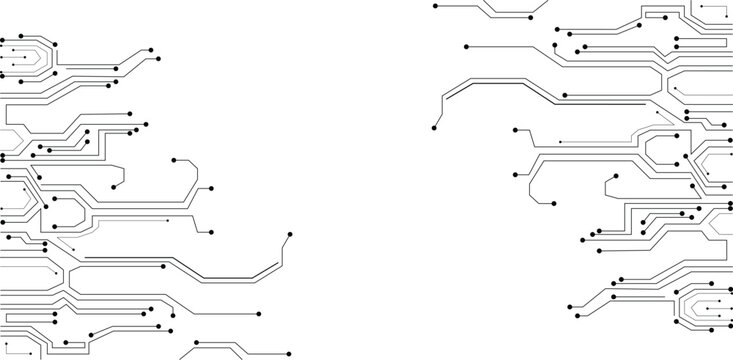 High tech technology geometric points and lines banner blue or white
