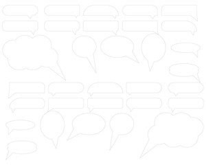 Collection of speech bubble outlines on white background Keywords: speech bubble, talk bubble