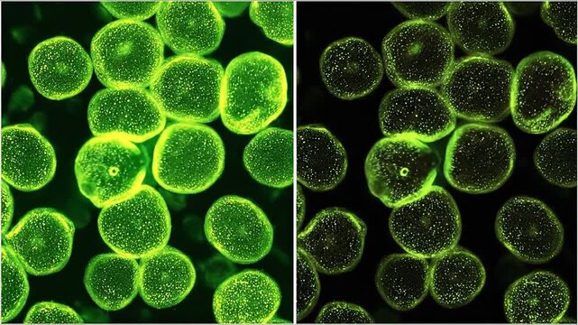 Blue green algae growth under the microscopic view