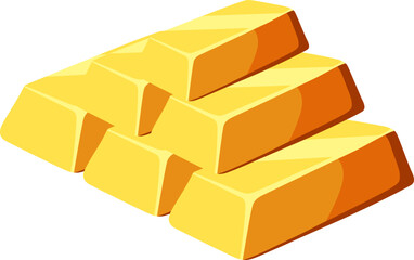 Gold bar in cartoon style. Isolated and flat design illustration