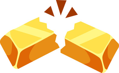 Gold bar in cartoon style. Isolated and flat design illustration