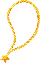 Gold Necklace With Star in cartoon style. Isolated and flat design illustration.