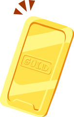 Gold bar in cartoon style. Isolated and flat design illustration