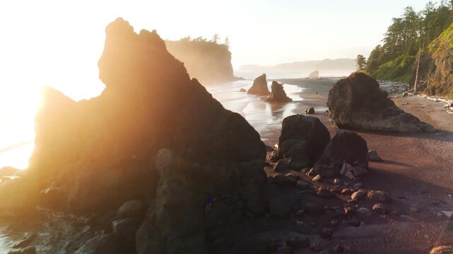 Stunning Sunset At Washington States Coastline