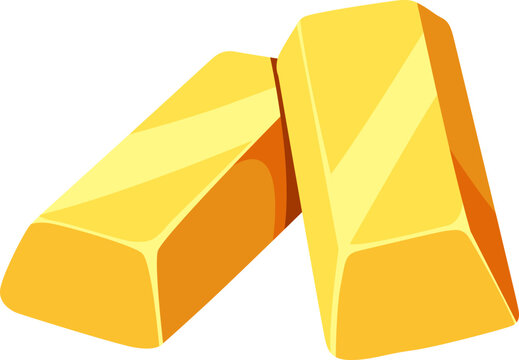 Gold bar in cartoon style. Isolated and flat design illustration