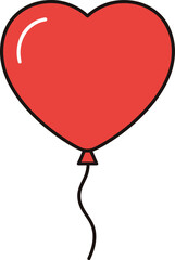Red heart shaped balloon vector illustration isolated on white background