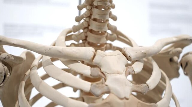 Human anatomy close up of chest rib cage model