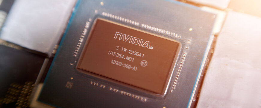 Nvidia graphics processor chip close up technology 03.01.2026 Poland, Europe