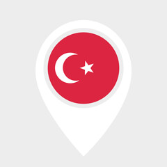 Obraz premium Location marker icon with the Turkish flag. Ideal for travel, mapping, tourism, navigation apps, geography visuals, and modern digital designs