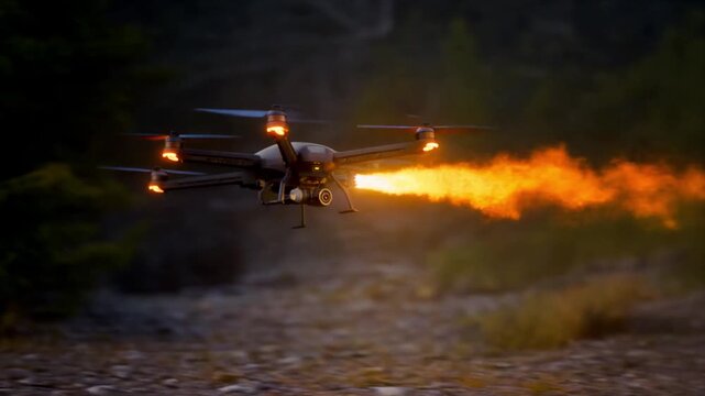 8K Combat Realism: Ultra slow-motion drone interception with intense fire trails and pinpoint electronic beam fire