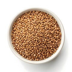Fototapeta premium Buckwheat Groat Seeds On A White Solid Background, Close Up Macro Image Of Raw Triangular Grains, Symbolizing Gluten Free Superfood, Organic Nutrition, Healthy Diet, And Natural Wellness