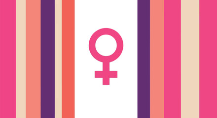 Feminism Venus Symbol Vector with Pink Stripes, Modern Gender Equality Illustration © artificial_azad!