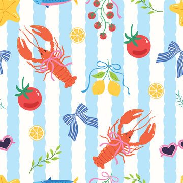 La Dolce Vita Italian Summer Vibes Seamless Pattern Background
