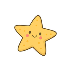 Obraz premium Cute Starfish Flat Icon Isolated on White Background Marine Animal Illustration for Ocean Theme