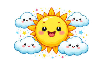 Happy Sun Cartoon Illustration Isolated