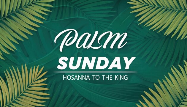 Palm sunday greeting with tropical palm leaves background