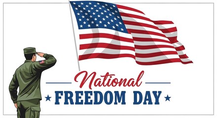 National freedom day celebration with american flag and soldier