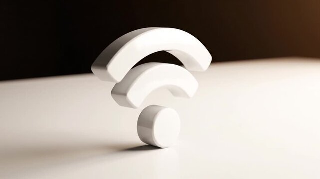 White three dimensional 3d wifi icon for internet connection technology