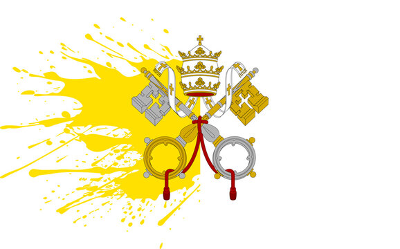 Flag of the Catholic Church Vatican City With Artistic Paint Splash Effect