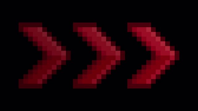arrows pixels sign on tranparent background. red arrow pixel art with alpha channel. 4k video