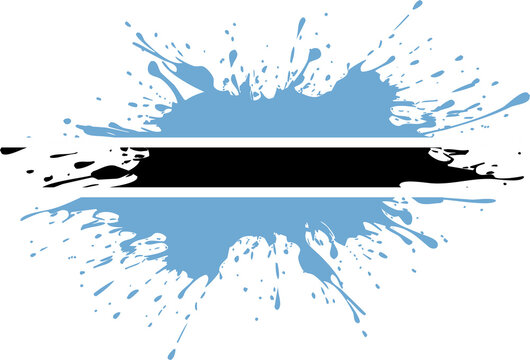 Botswana Flag with Artistic Paint Splash Effect
