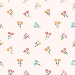 A seamless pattern of branches of colorful flowers. Vector illustration.