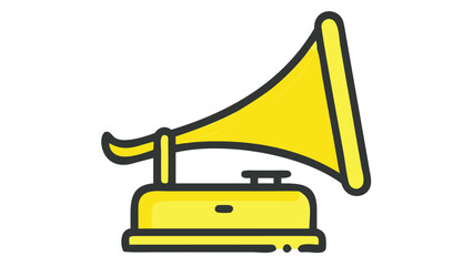 Yellow gramophone icon vector