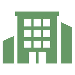 Green office building icon