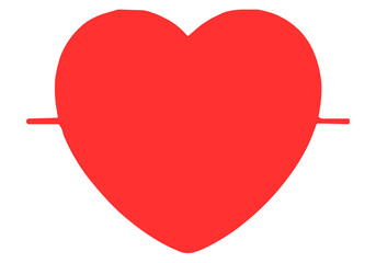 Red Heart Symbol Pierced with Line on White Background