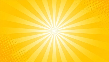 Obraz premium An abstract orange vector background featuring a bright summer sunburst with yellow rays and shining sunlight beams to create a hot starburst wallpaper design