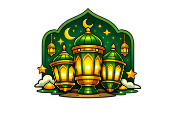 Islamic Golden Mosque Illustration Isolated
