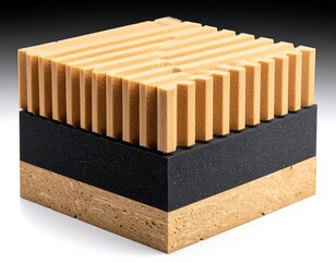 Layered Wooden Block with Black Material.