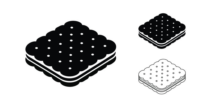 Chocolate sandwich cookies in varying perspectives a bold silhouette