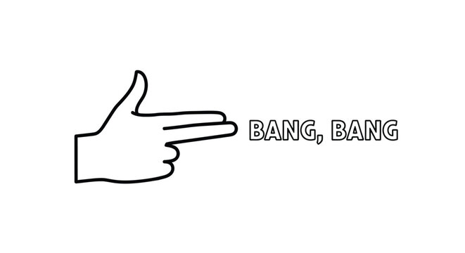 Hand gun gesture with text a striking black silhouette