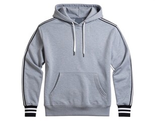 Light Grey Hoodie Sweatshirt with Black Stripes.