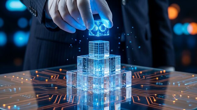 Futuristic Technology Concept - Building Blocks of Innovation.