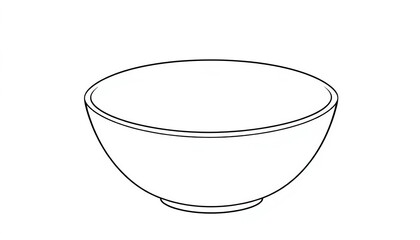 Simple line drawing of a bowl, empty and smooth ,  monochrome,  line icon