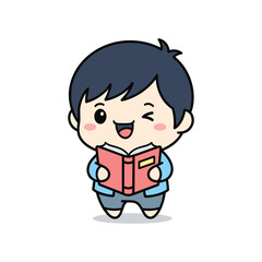 Fototapeta premium Happy Child Reading Book Illustration