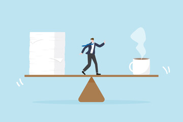 Work Life Balance Concept with Businessman Balancing Work and Rest. © ToeiiaB