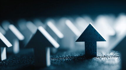 Blue Arrow Changing Direction Among White Arrows Concept