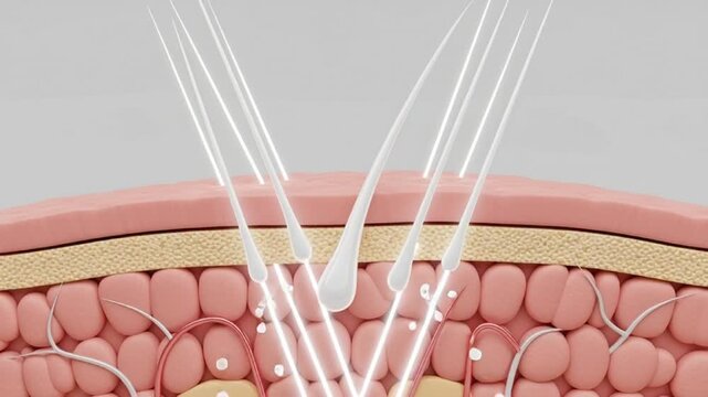 3D Microscopic View of Laser Hair Removal Treatment Penetrating Skin Layers