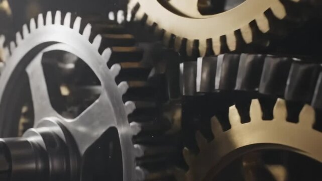 Metallic Cogwheel System Turning Mechanical Engineering Motion